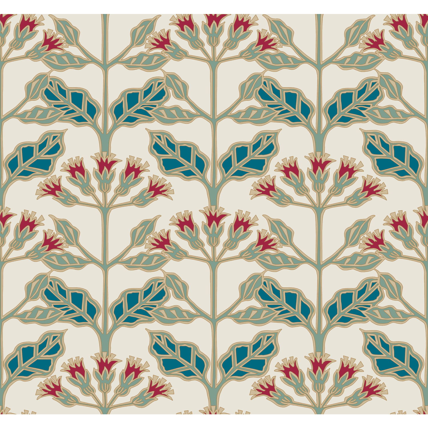 Tracery Blooms Cream Metallic Wallpaper large image 