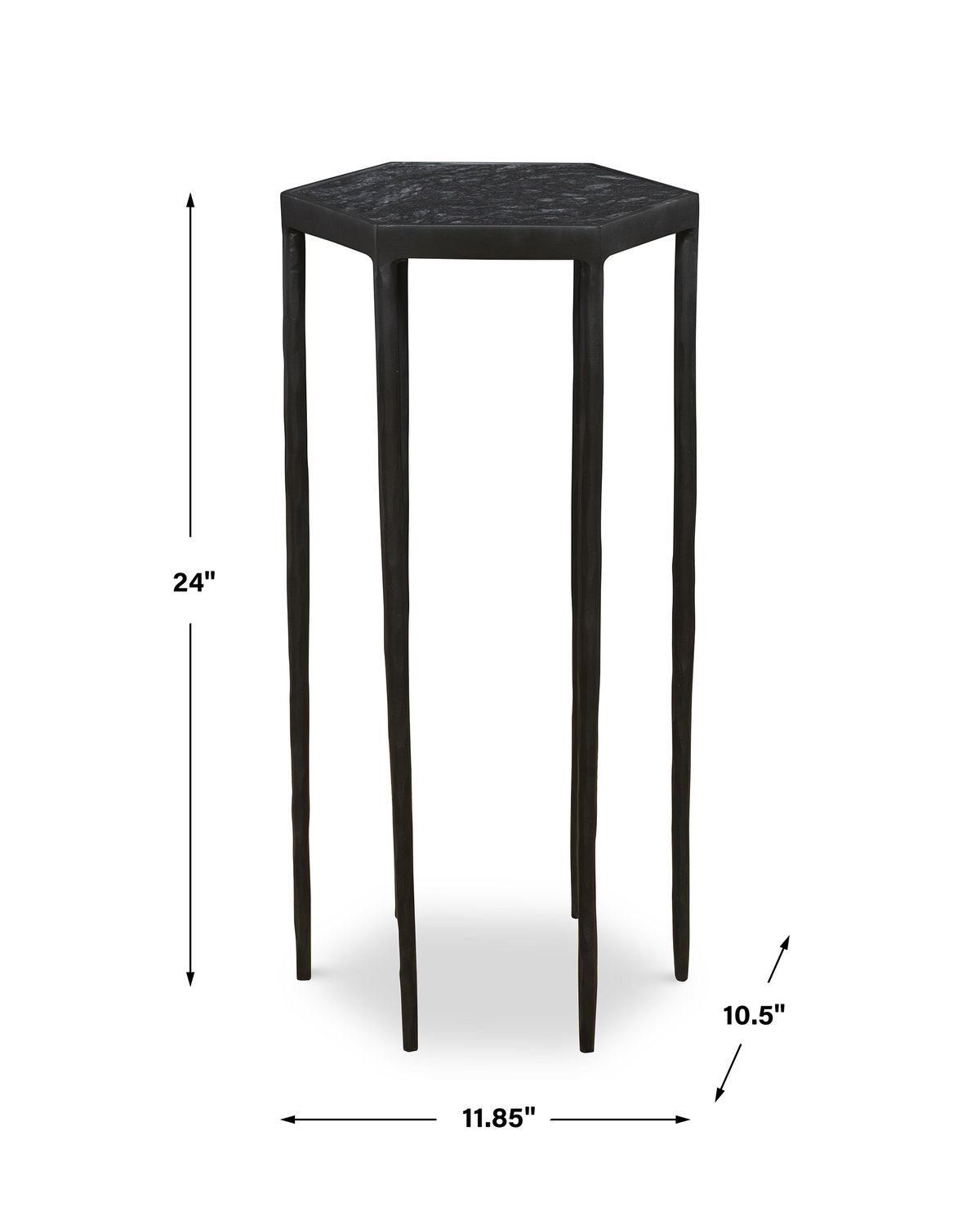 Aviary Hexagonal Accent Table, Side & End Table by Uttermost, 11.85" width x 24" height x 10.5" depth View 3