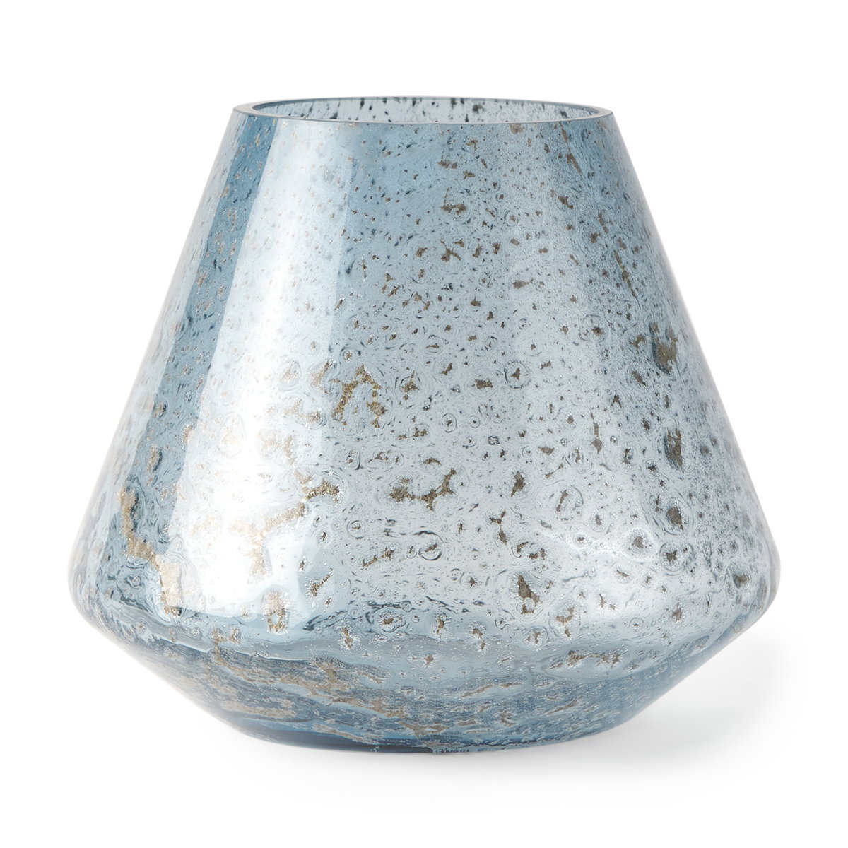 Robyn Short Blue Glass Vase, by Mercana, 7.8" length x 7.8" width x 6.77" height View 1