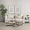 Wade Travertine Marble with Matte Black Metal Coffee Tables, by Mercana, 56" length x 32" width x 13.5" height thumbnail 2