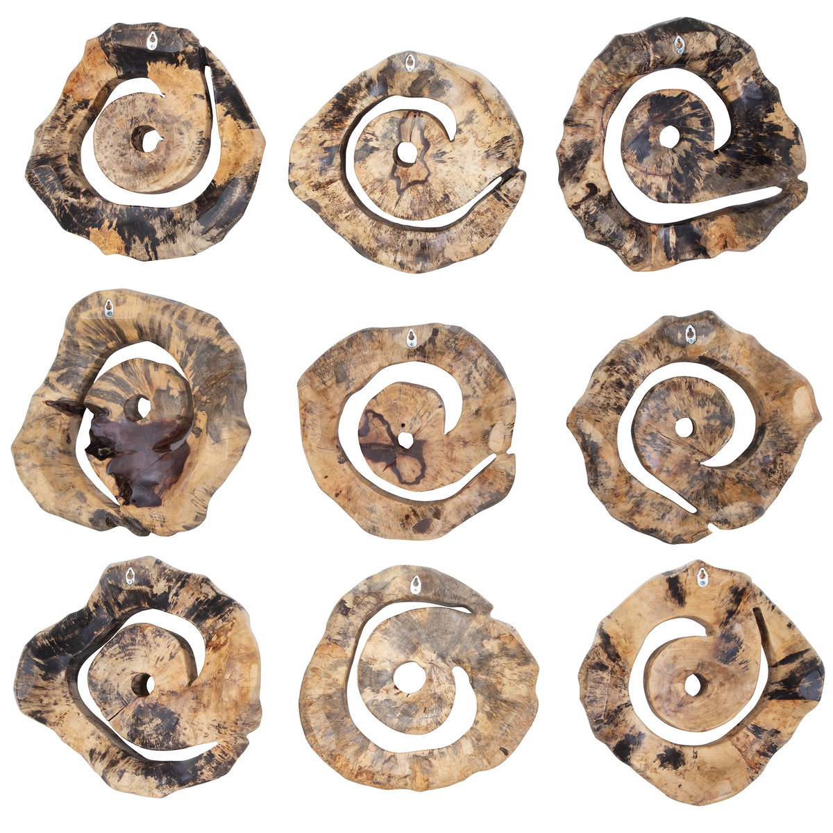 Corkscrew Wood Wall Decor Set/9, Sculptural Wall Art by Uttermost, 13.7" width x 13.7" height x 4.7" depth View 9