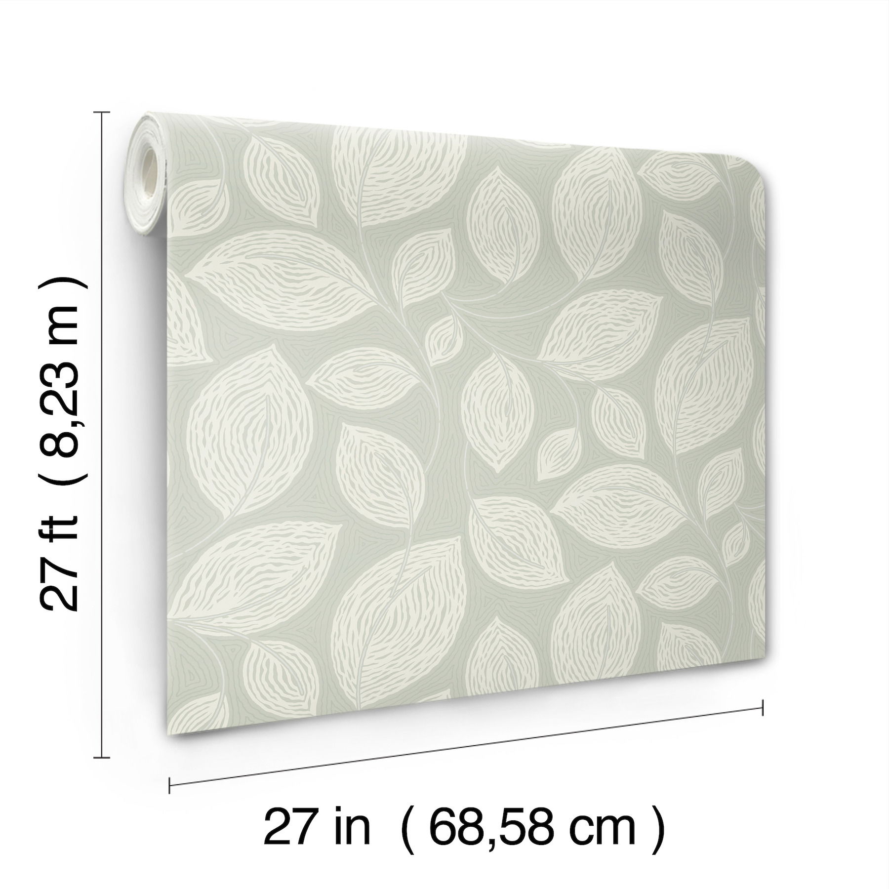 Contoured Leaves Green Wallpaper large image 