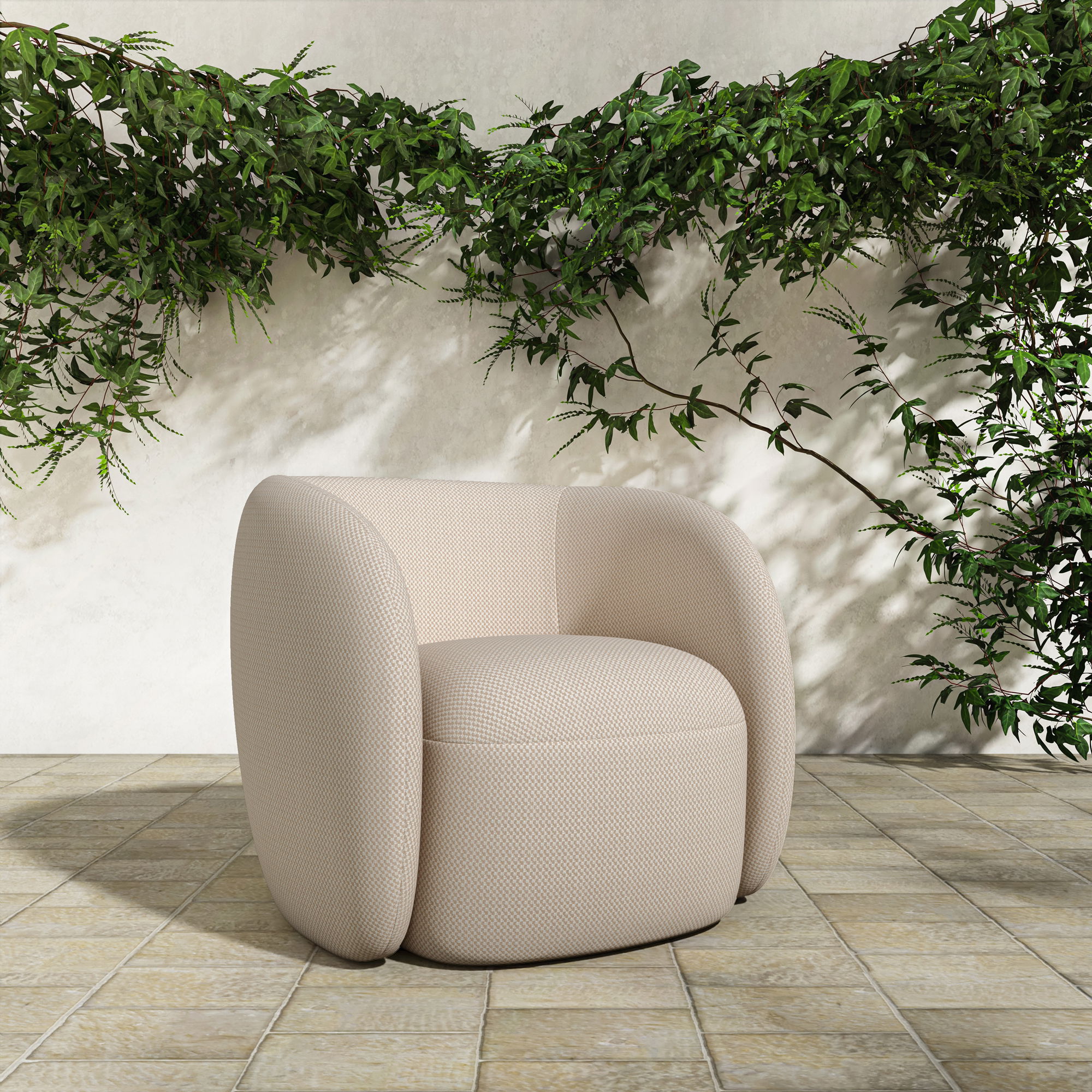 Rae Outdoor Accent Chair Beige Check large image 