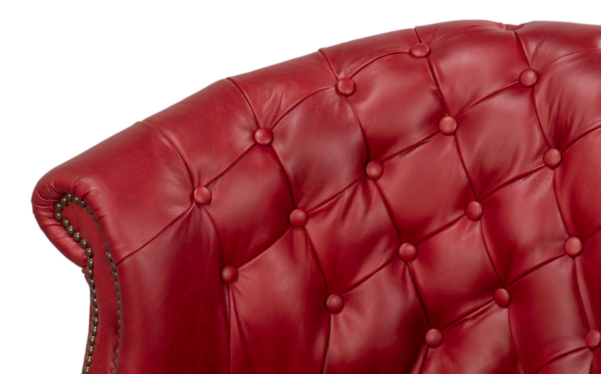 Bastian Armchair  New Rouge Leather, by Sarreid, 2'9" length x 2'9" width x 2'7" height View 5