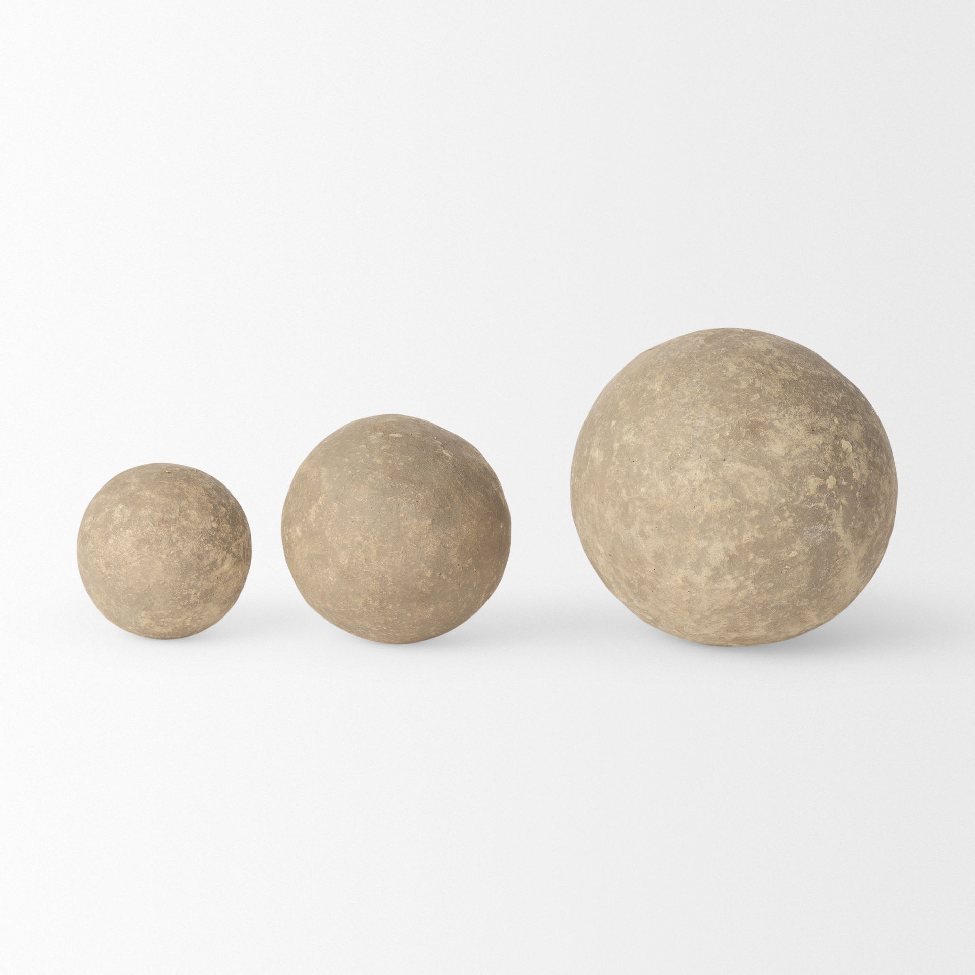 Sunita Set of 3 Gray Paper Mache Orbs, Decorative Object by Mercana, 6" length x 6" width x 6" height View 6