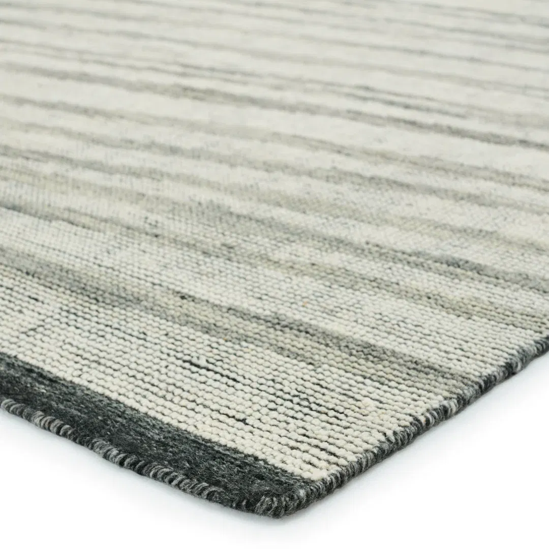 Rize Abstract Hand Knotted Wool Ivory/Gray/Green Area Rug large image 