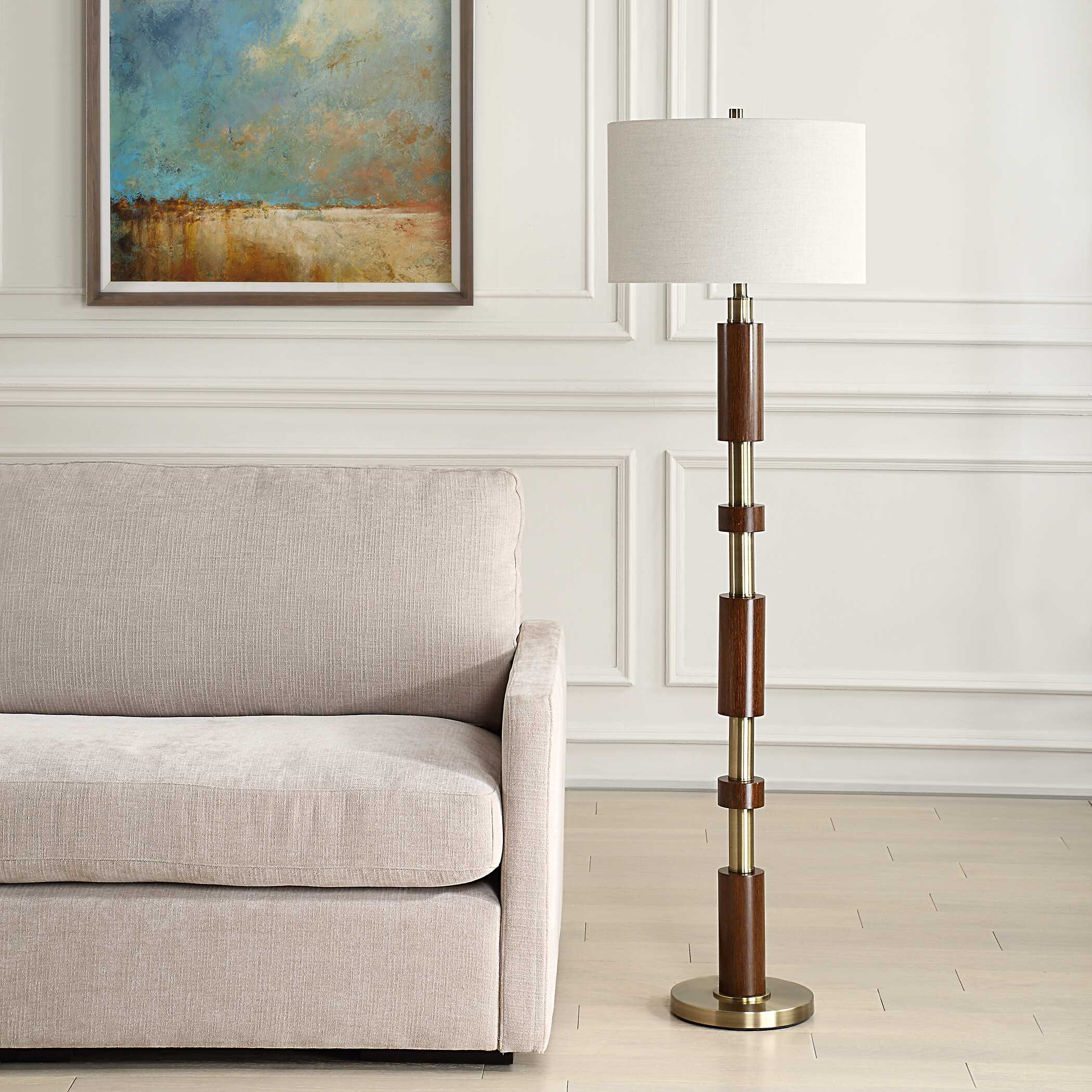 Stacked Wooden Floor Lamp, by Uttermost, 18" width x 62.5" height x 18" depth View 4