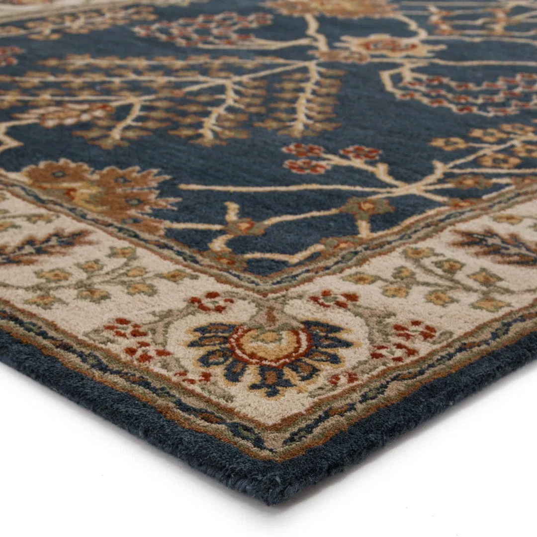 Poeme Hand-Woven Tufted Wool Dark Blue Area Rug large image 