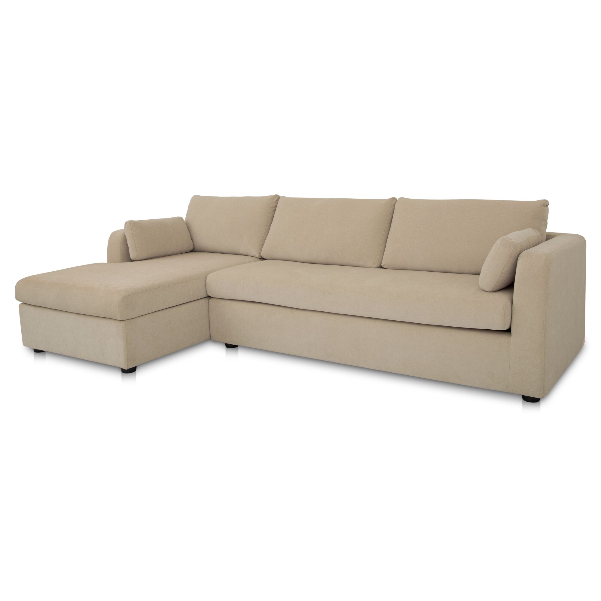 Burrow Sleeper Sectional With Storage Chaise Sand Left, Sectional Sofa by Moe's Home, 115.75" width x 32.68" height x 61" depth View 3