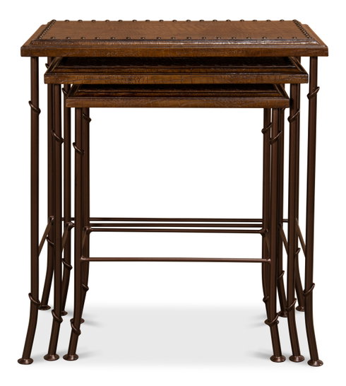 Croc Leather Nesting Tables Set/3