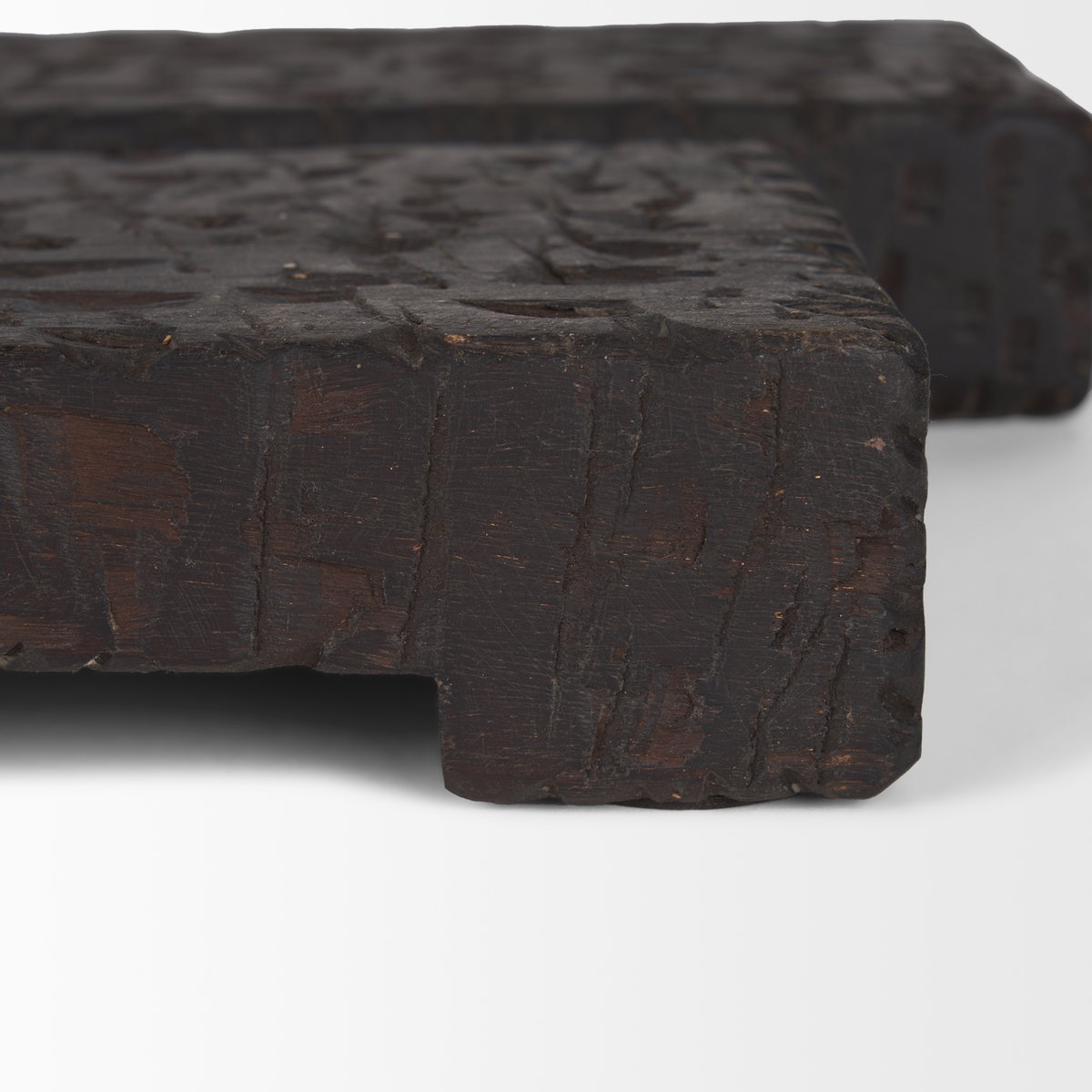 Shira Reclaimed Dark Brown Wooden Riser (Set of 2), Decorative Tray by Mercana, 18" length x 7.75" width x 2.5" height View 8