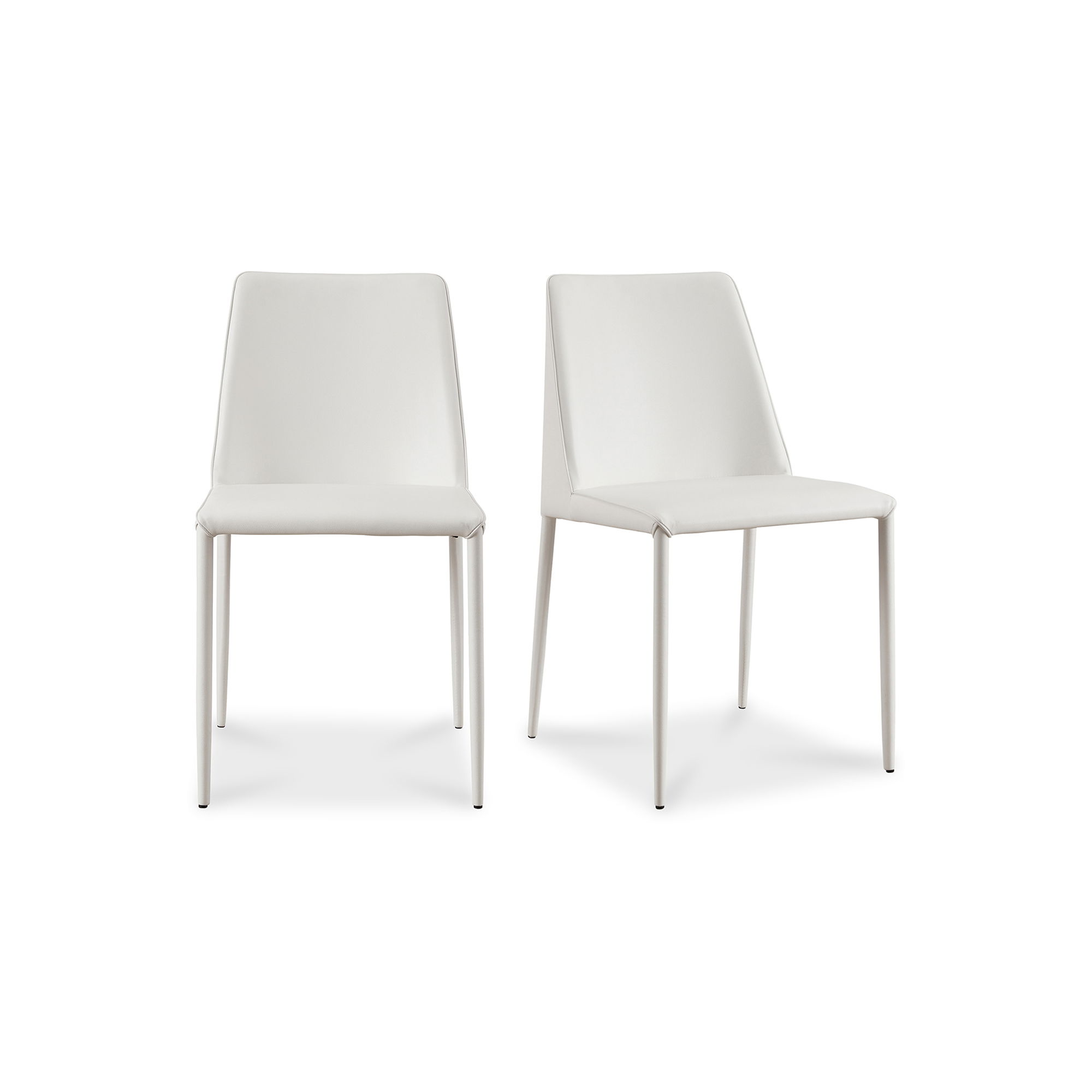 Nora Dining Chair White Vegan Leather - Set Of Two, by Moe's Home, 17.75" width x 32" height x 22" depth View 2