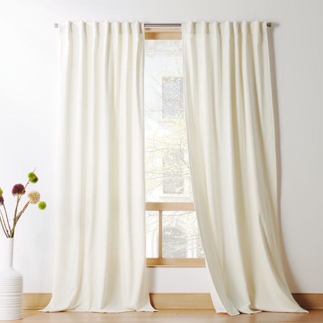 Online Designer Living Room Velvet Ivory Curtain Panel 48"x120