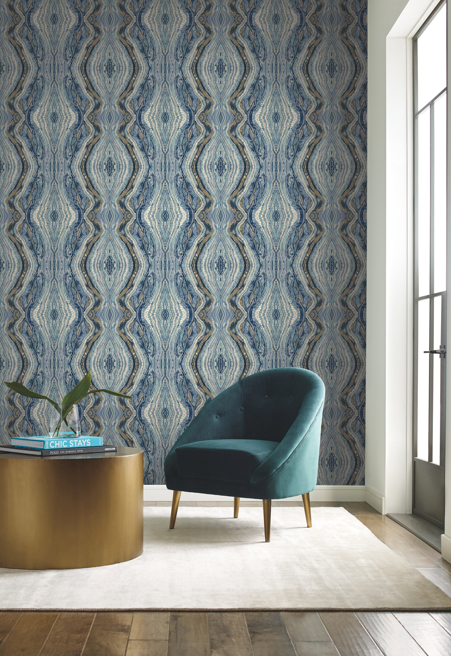 Kaleidoscope Blue Wallpaper, by York Wall, 27' length x 2'3" width x 0.02" depth View 5