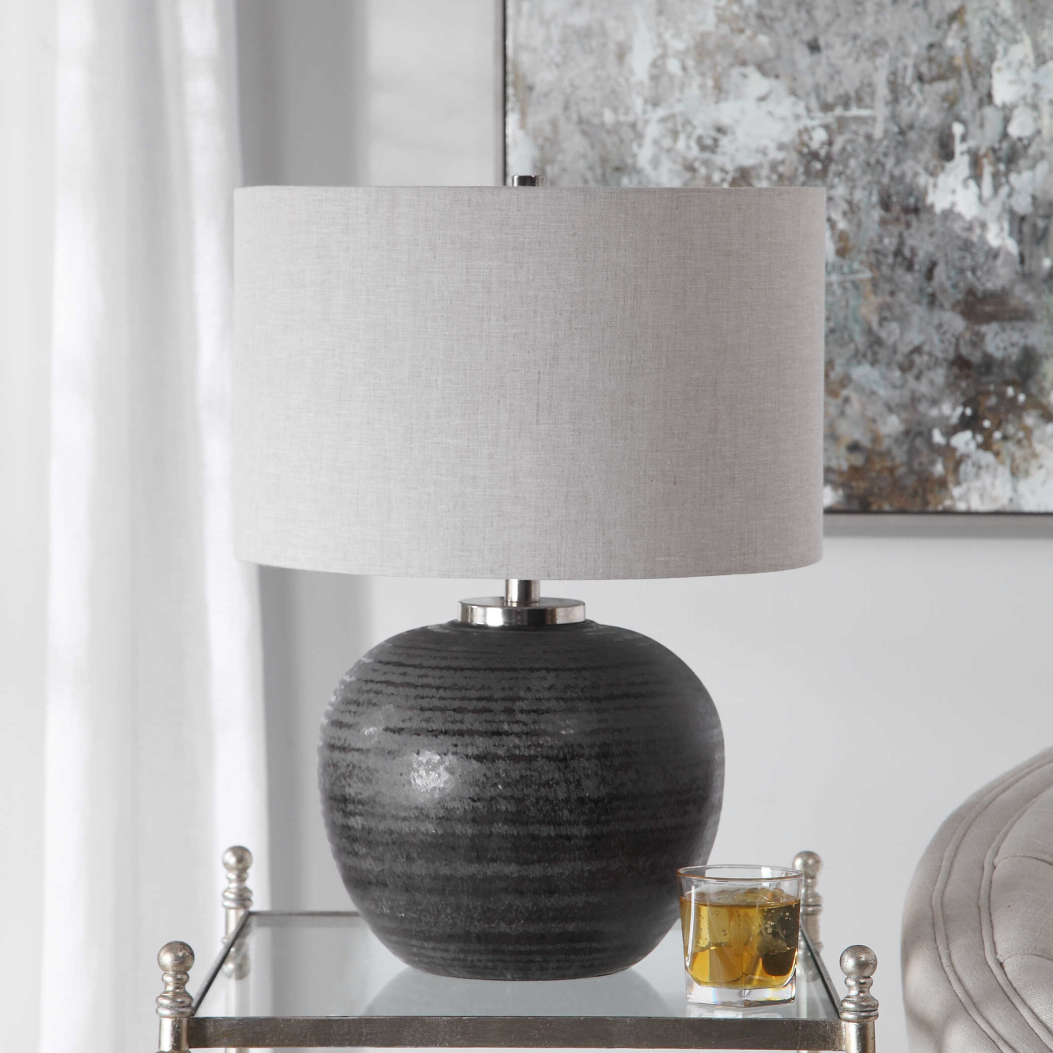 Mikkel Charcoal Table Lamp, by Uttermost, 16" width x 21.75" height x 16" depth View 5