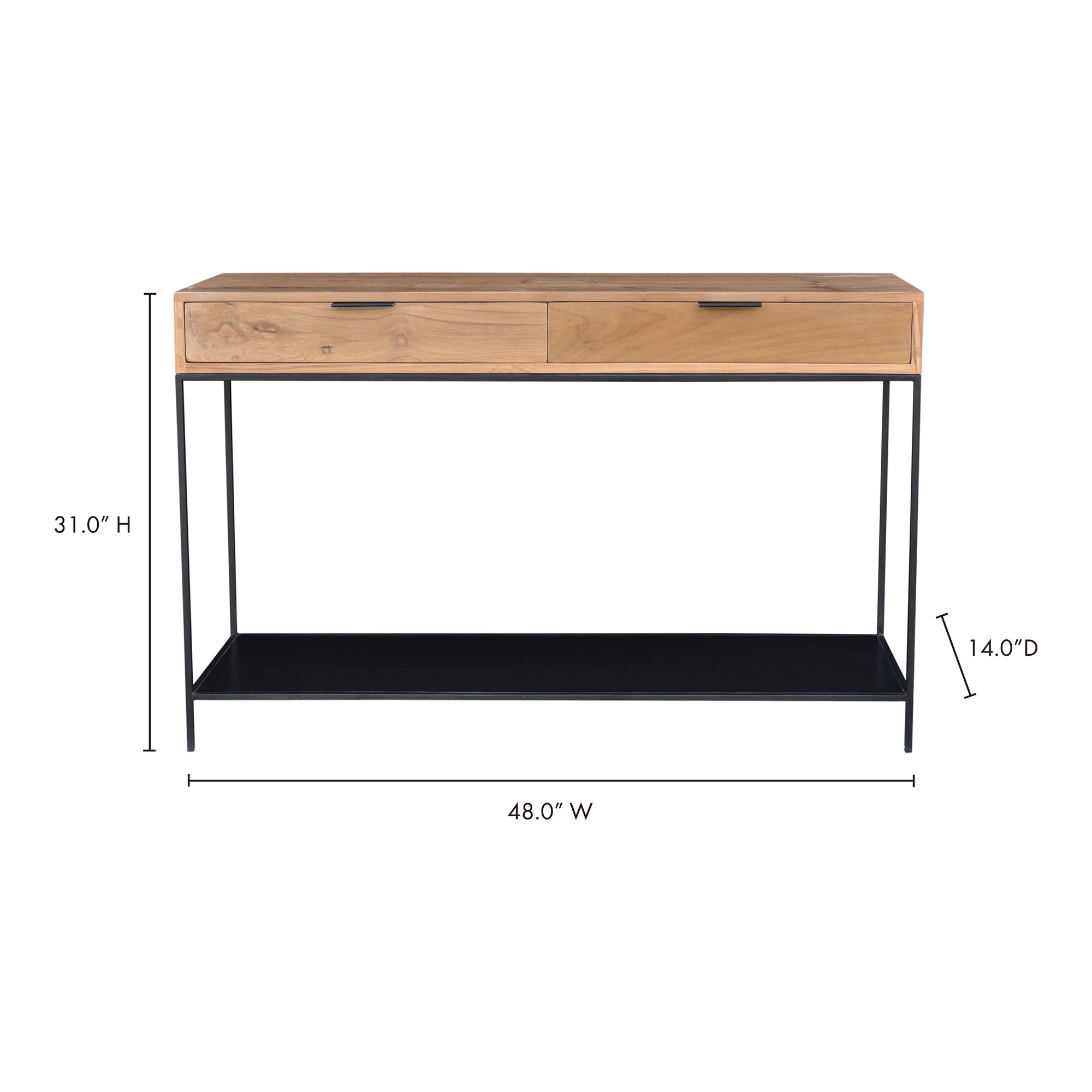 Joliet Console Table Natural, by Moe's Home, 48" width x 31" height x 14" depth View 7