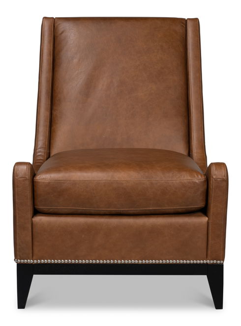 Brandy Accent Chair In Distilled Leather