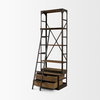 Brodie VII 32L x 22W x 94H Brown Wood Gun-Metal Bracing Four Shelf Shelving Unit, Shelving & Bookcase by Mercana, 31.5" length x 21.5" width x 94" height thumbnail 10