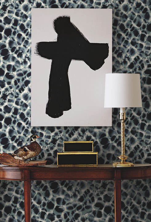 Leopard Rosettes Blue Wallpaper