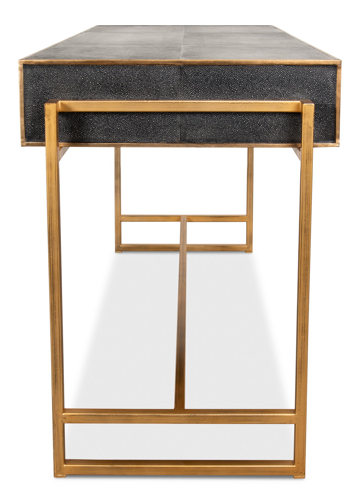 Grey Leather Shagreen Desk, by Sarreid, 1'10" length x 4'1" width x 2'7" height View 11