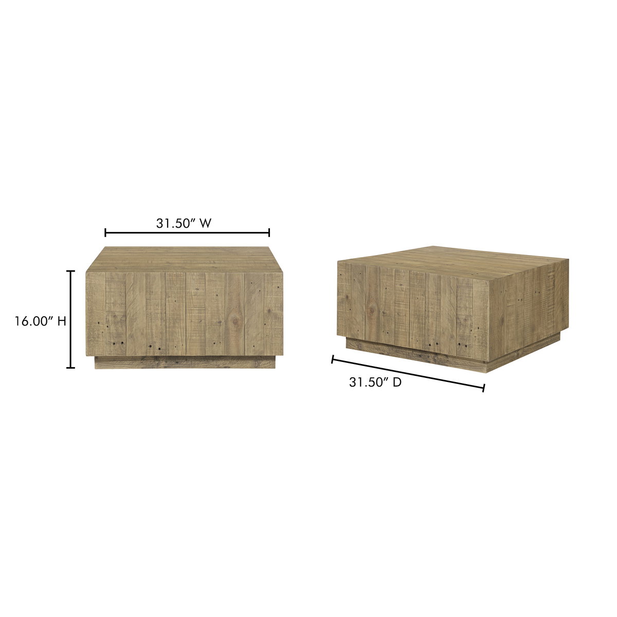 Jasper Coffee Table Natural, by Moe's Home, 31.5" width x 16" height x 31.5" depth View 9