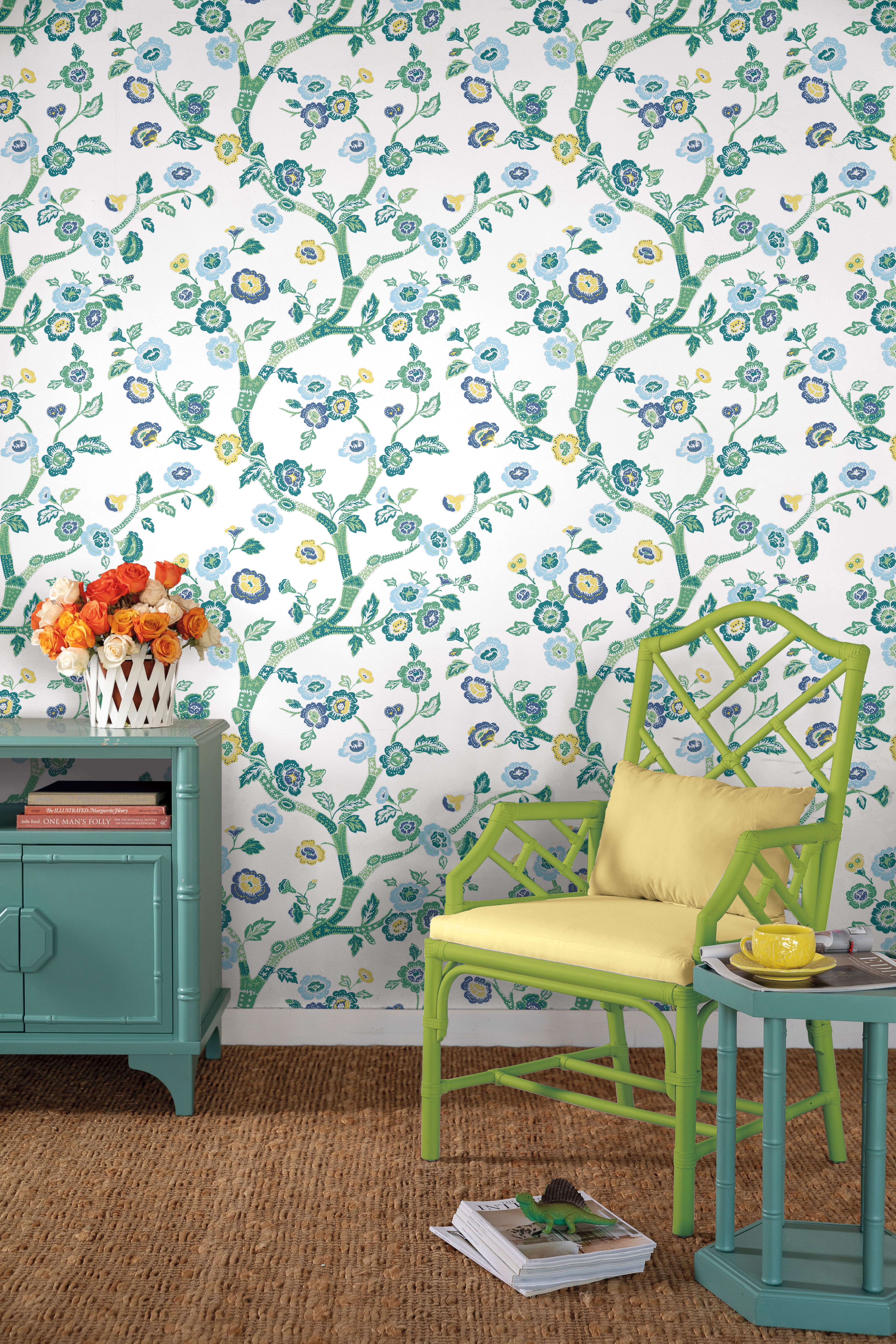 Temple Garden Bardados Green Peel & Stick Wallpaper large image 