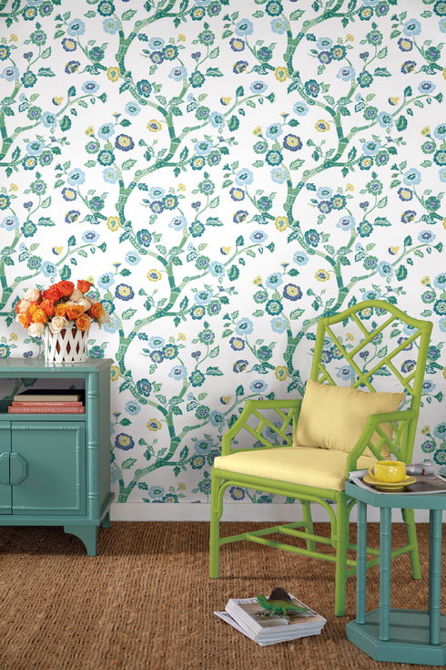 Temple Garden Bardados Green Peel & Stick Wallpaper