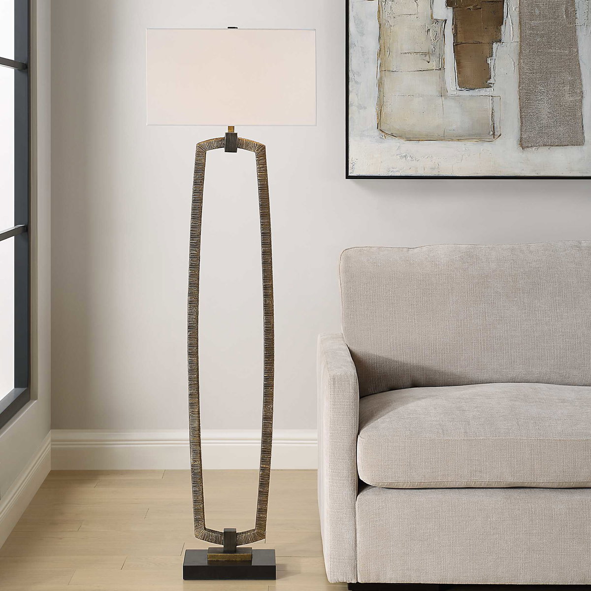 Relic Gold Floor Lamp, by Uttermost, 1'7" width x 5'3.5" height x 11" depth View 2