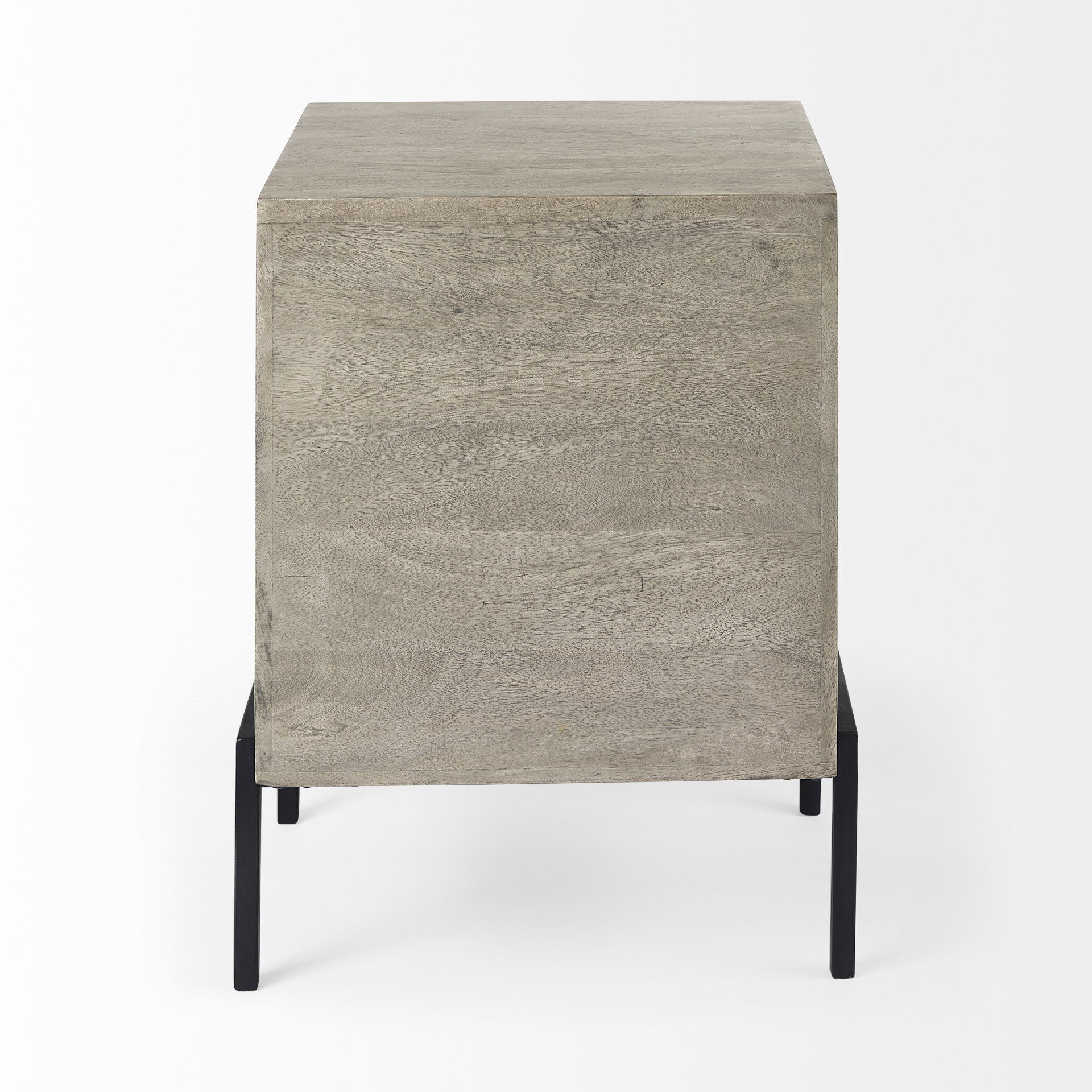 Arelius 20L x 18W x 26H Gray Wood with Black Metal Frame End/Side Table large image 
