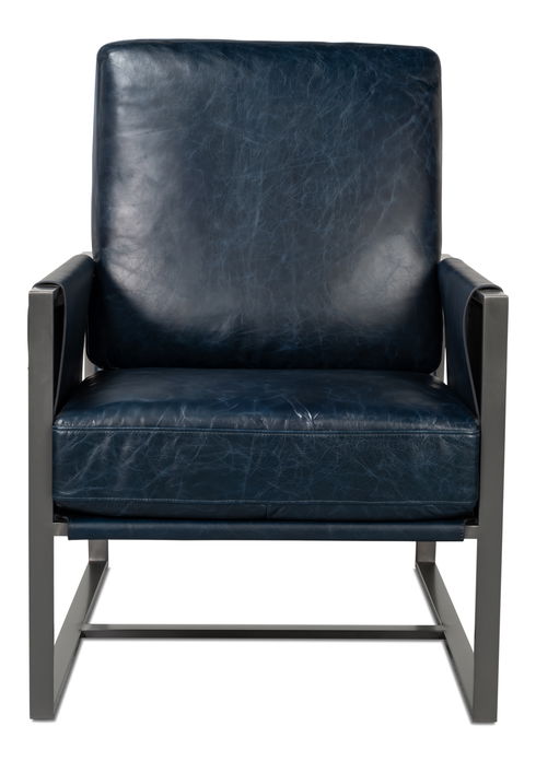 Edmonds Distilled Leather Chair,Blue