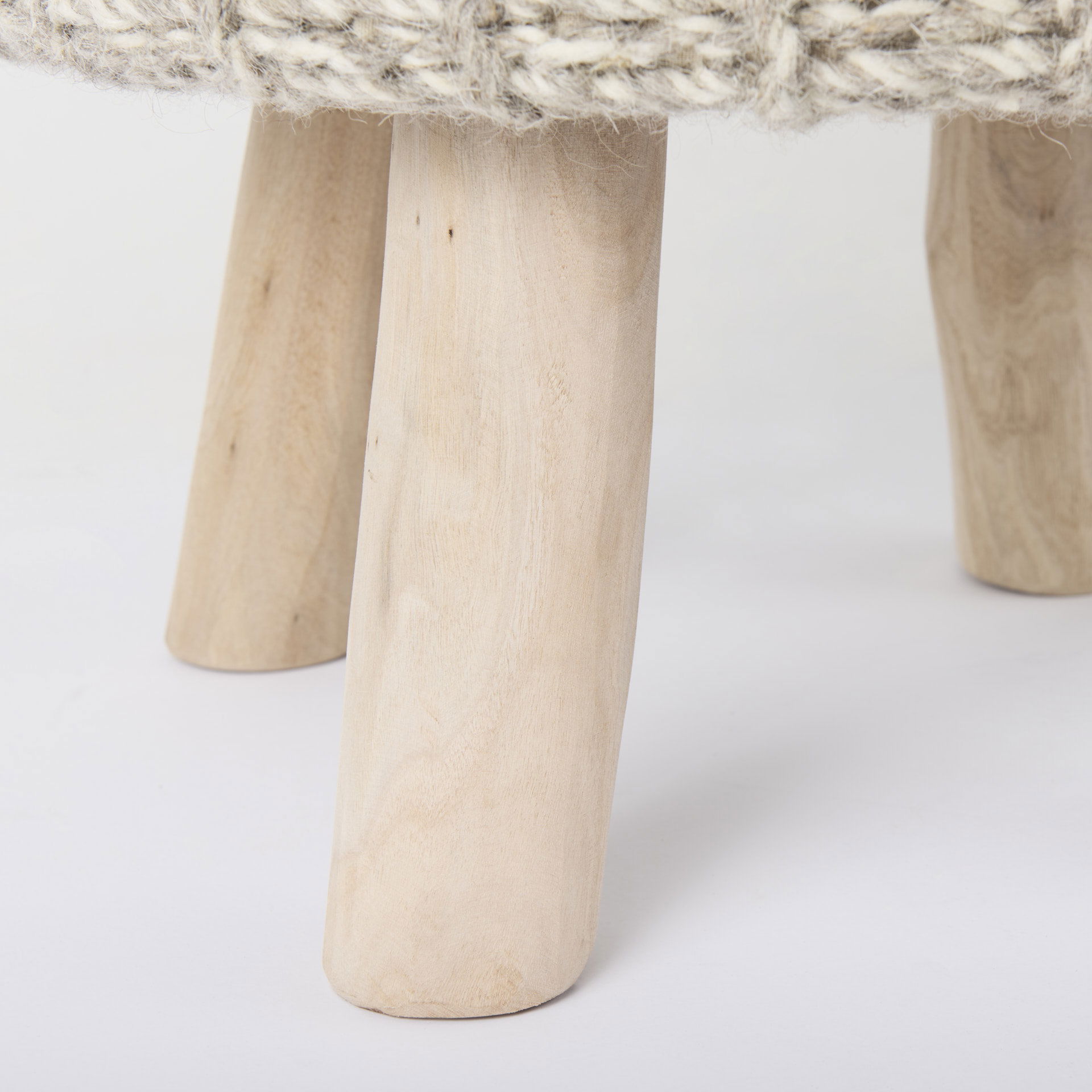 Bina  Taupe 4 Legged Wool Stool, Ottoman by Mercana, 19" length x 19" width x 15" height View 11