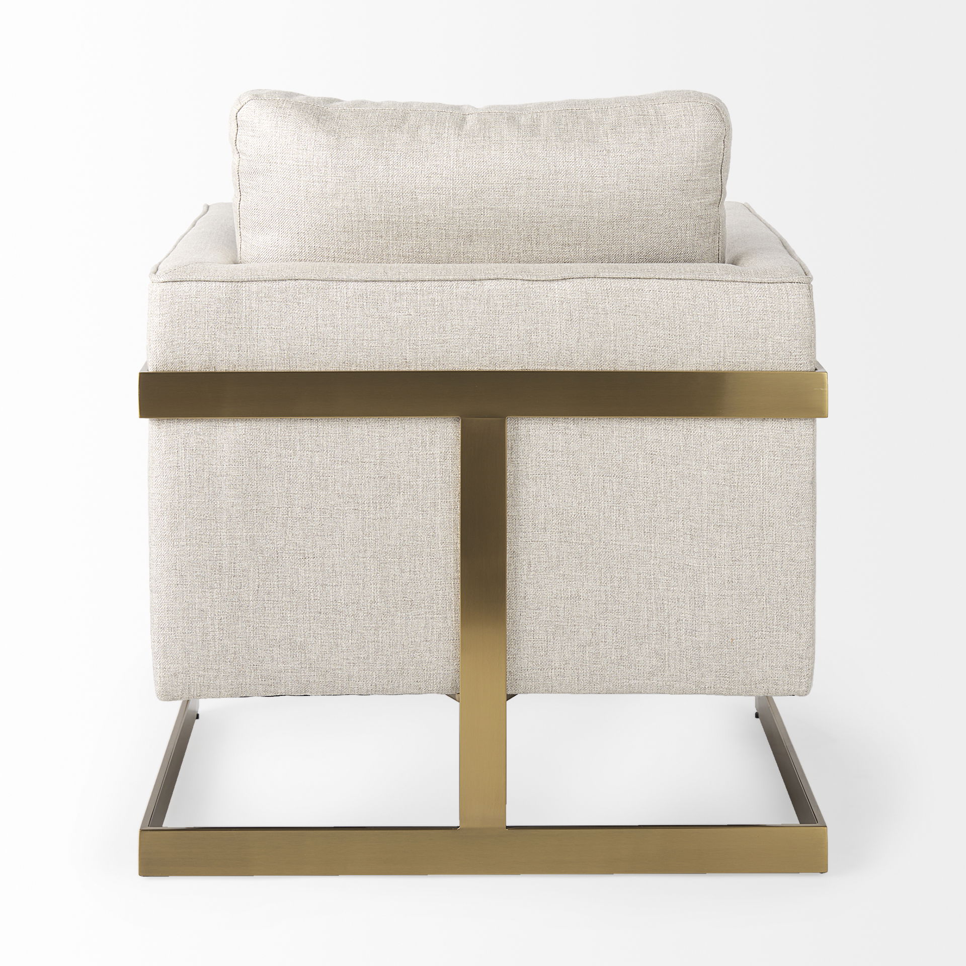 Rupert Cream Poly-Linen Seat with Gold Stainless Steel Frame Accent Chair large image 