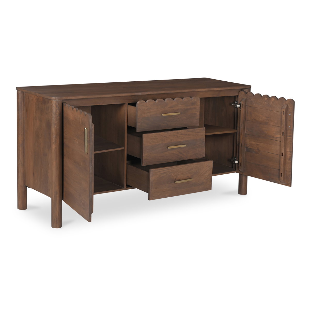Wiley 3 Drawer Sideboard Vintage Brown, Cabinets & Sideboard by Moe's Home, 60" width x 30" height x 19" depth View 7