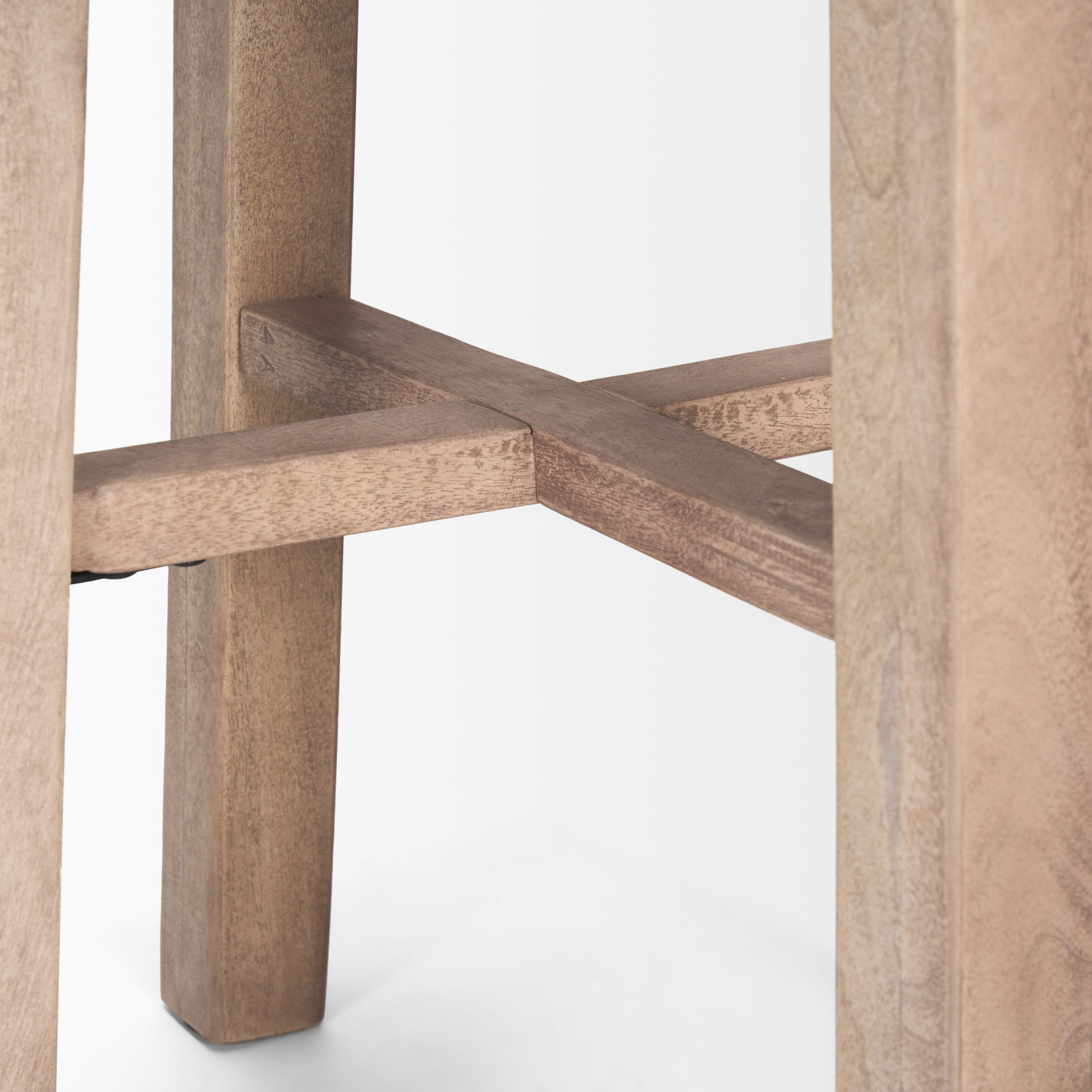 Brahma 30' Total Height White Washed Wood Stool, Counter & Bar Stool by Mercana, 14.5" length x 14.5" width x 30" height View 7