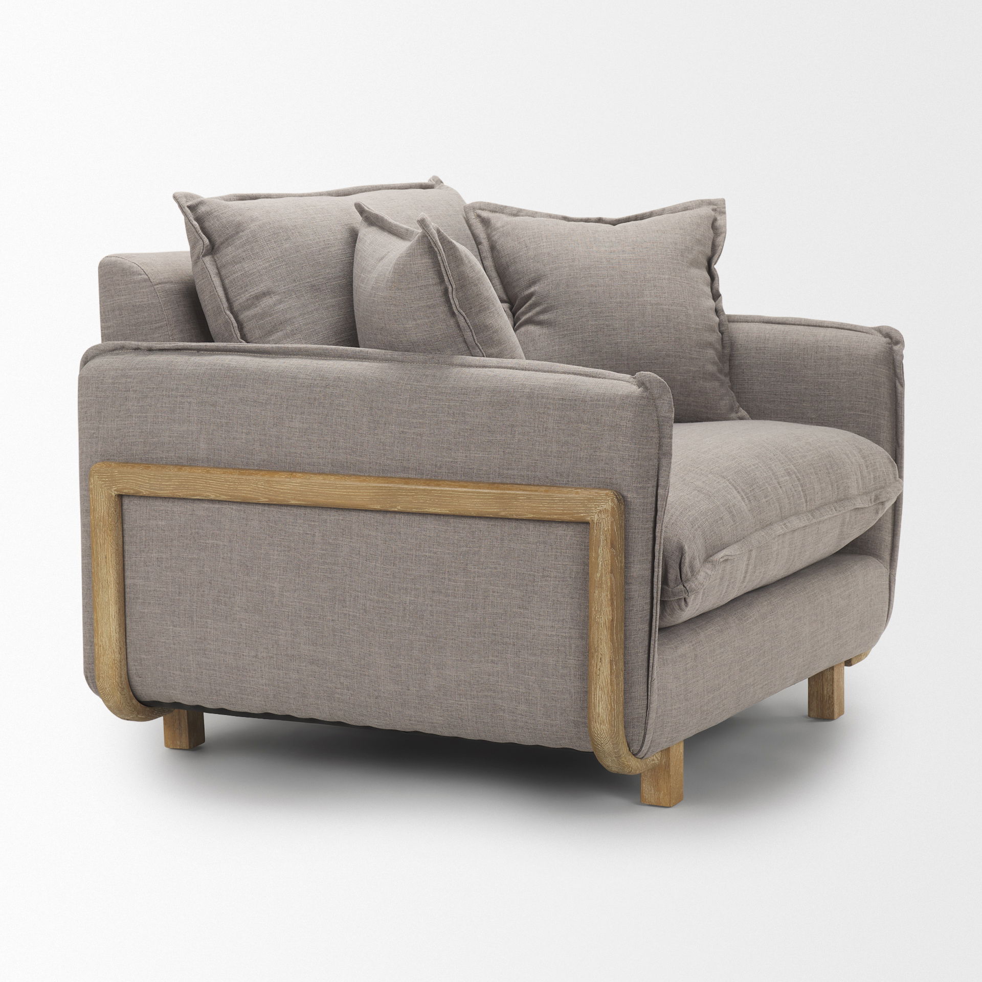 Roy II Flint Gray Upholstered and Brown Wood Frame Arm Chair large image 