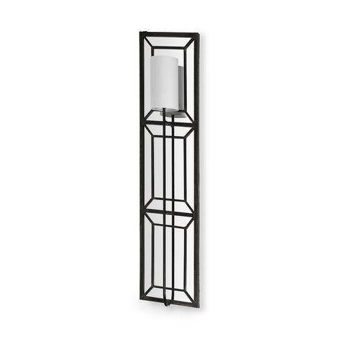 Noah 12.2x55 Black Metal with White Fabric Shade Rectangular Wall Sconce
