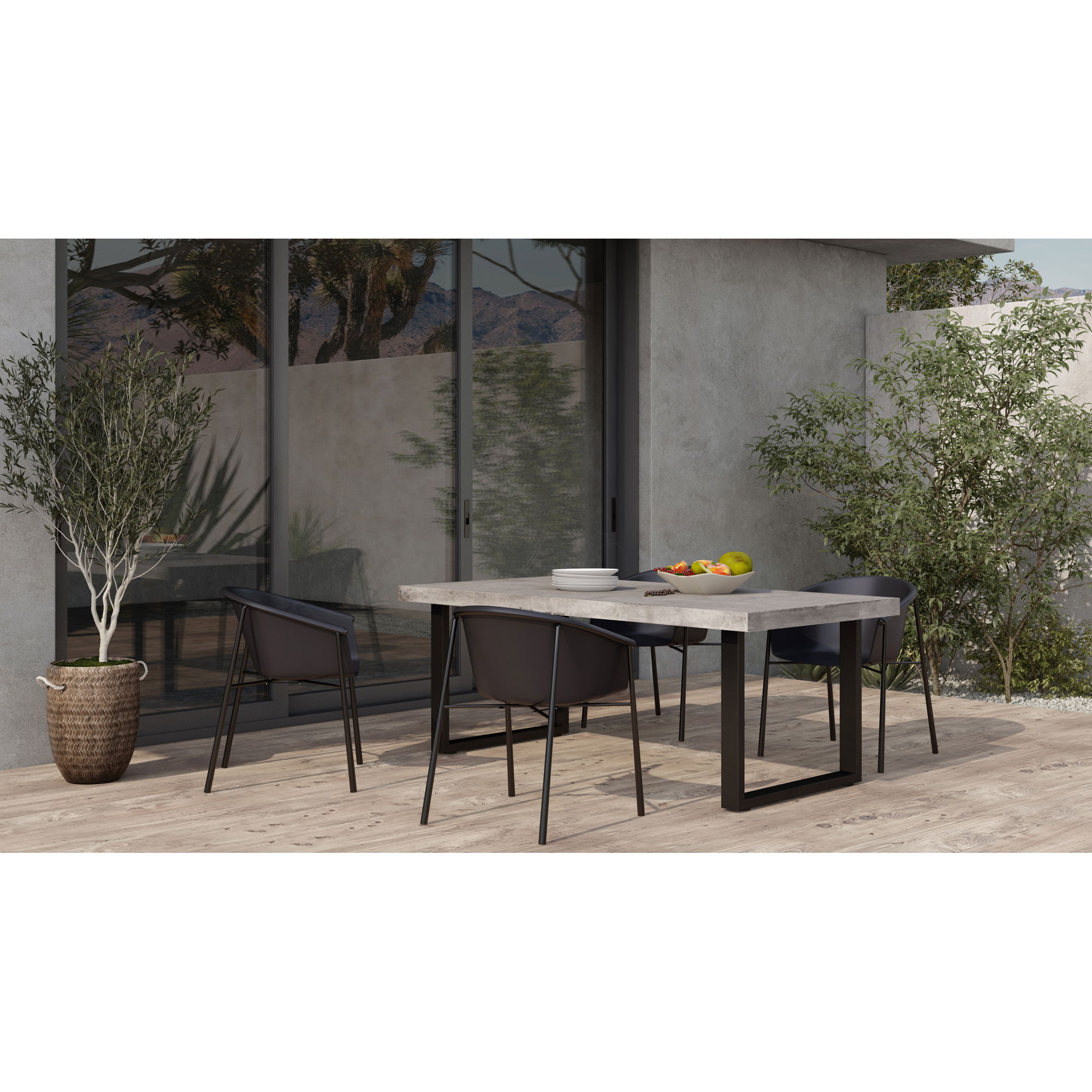 Jedrik Outdoor Dining Table Large Grey, Outdoor Table by Moe's Home, 6'7" width x 2'6" height x 3'3.5" depth View 6