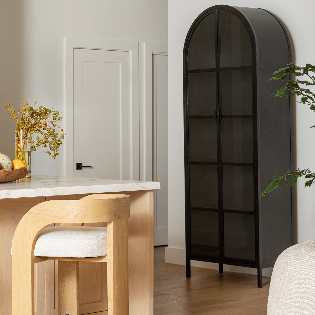 Kiera Cabinet Black, Cabinets & Sideboard by Dovetail, 32" width x 86" height x 16" depth View 8