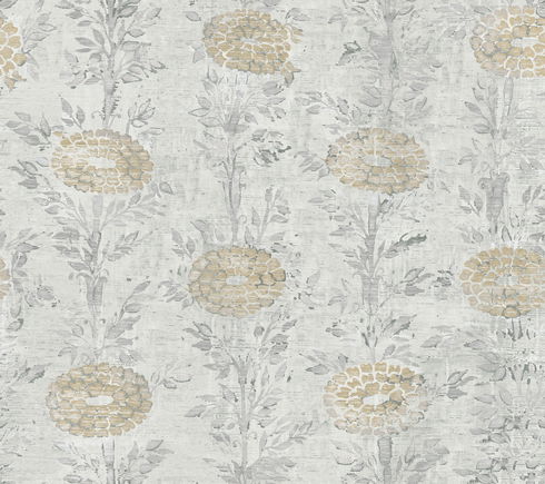French Marigold Gold  & White Wallpaper