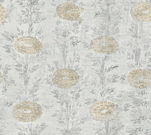 French Marigold White & Gold Wallpaper