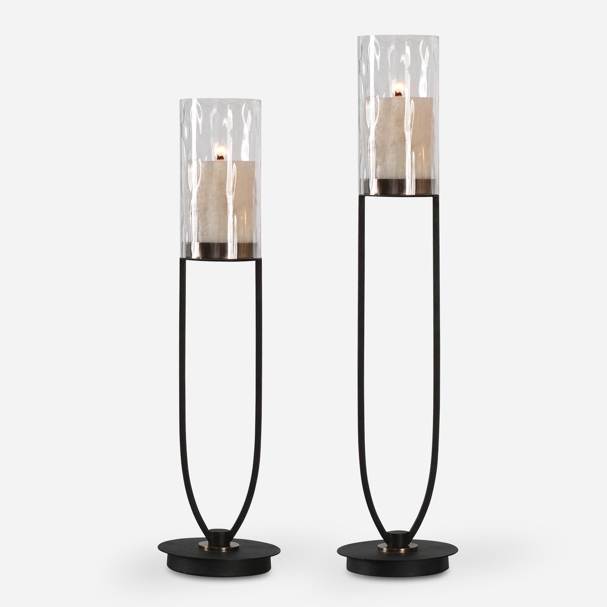 Durga Iron Work Candleholders Set/2, Candles & Candle Holder by Uttermost, 7.25" width x 30.5" height x 7.25" depth View 1