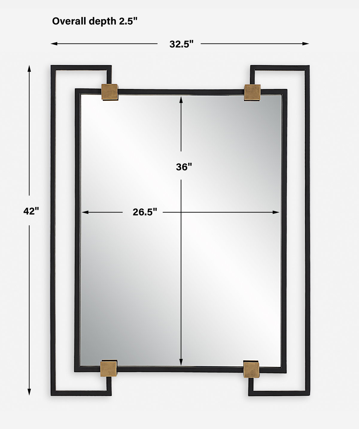 Ivey Rectangle Industrial Mirror, by Uttermost, 2'8.5" width x 3'6" height x 2.5" depth View 3