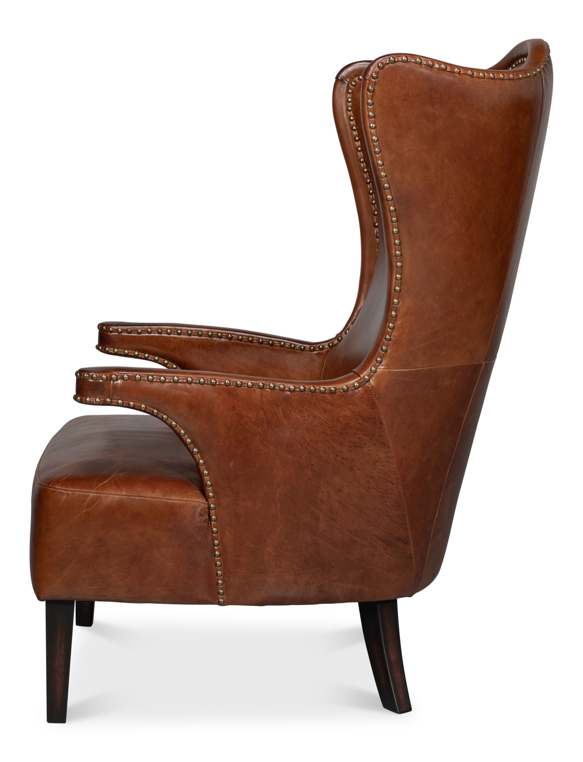 *Drake Distilled Leather Chair, Seating by Sarreid, 29" length x 38" width x 47" height View 9