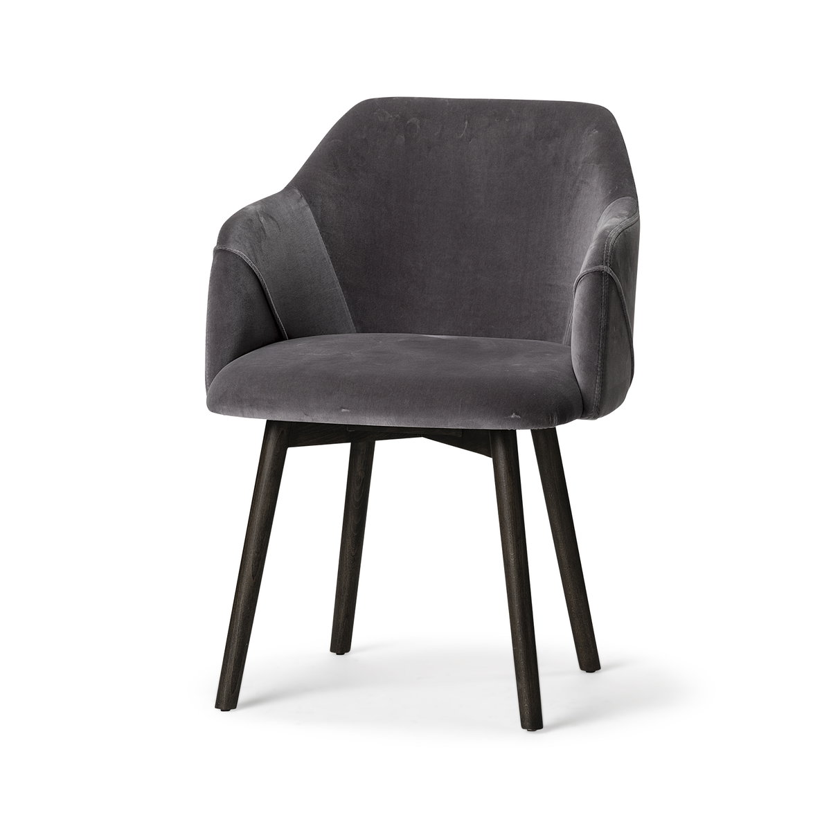Ronald Curved Back Dining Side Chair | Grey Velvet with Black Wood, Dining Chair by Mercana, 23.25" length x 21.75" width x 32.25" height View 1