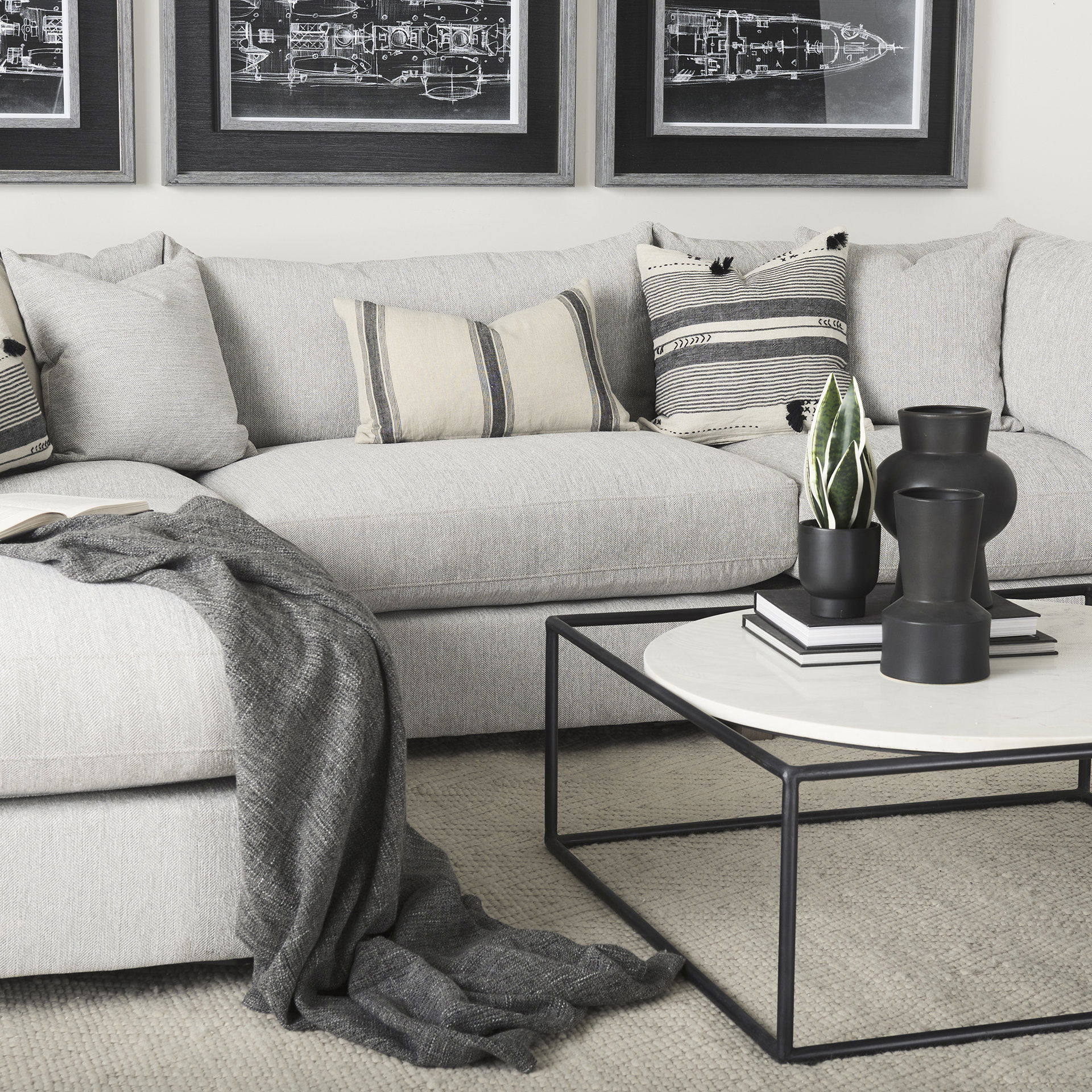 Valence 38.2L x 38.6W x 28.3H Light Gray Armless Sectional Piece, Sectional Sofa by Mercana View 3