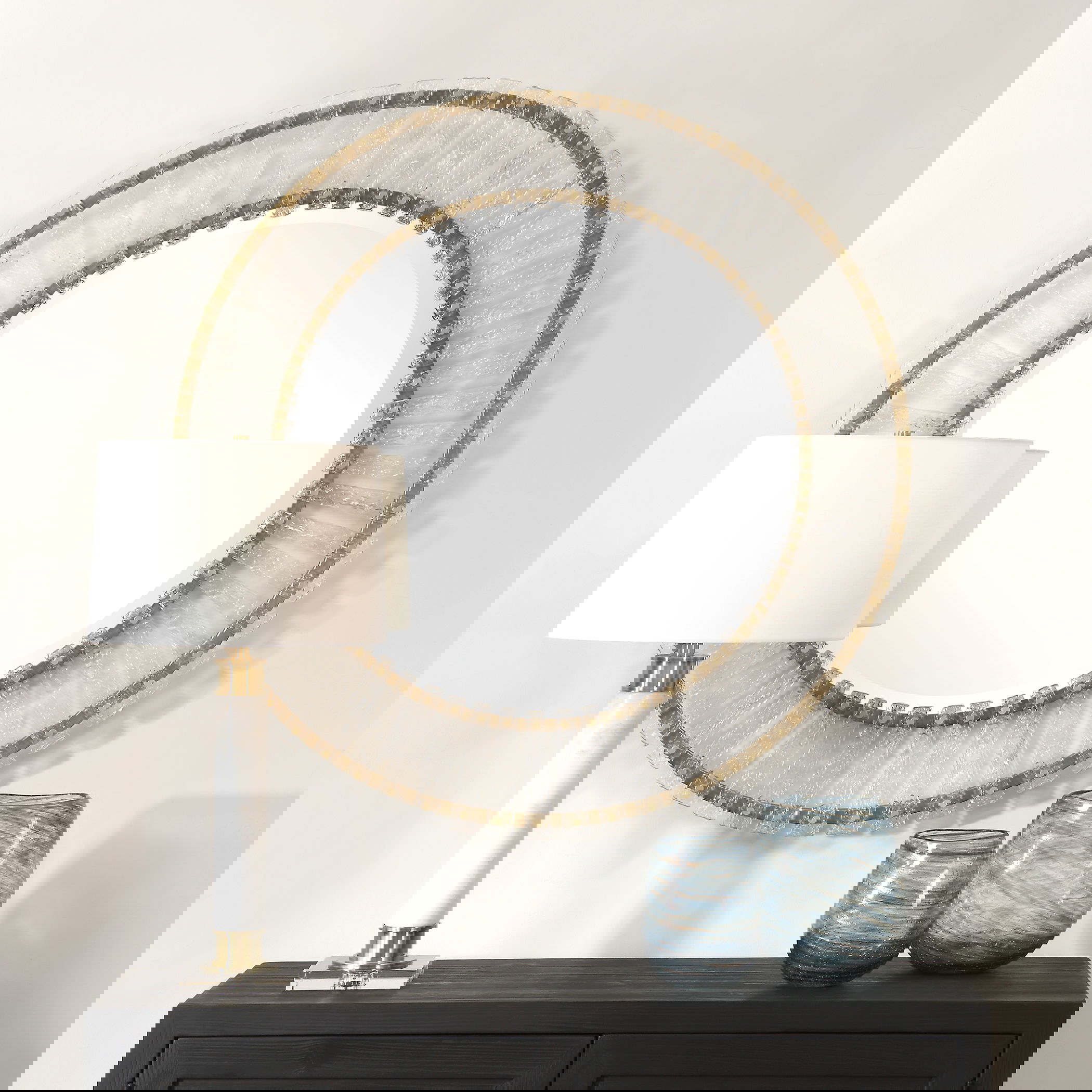 Denali Textured Glass Round Mirror, by Uttermost, 40.5" width x 40.5" height x 2" depth View 2