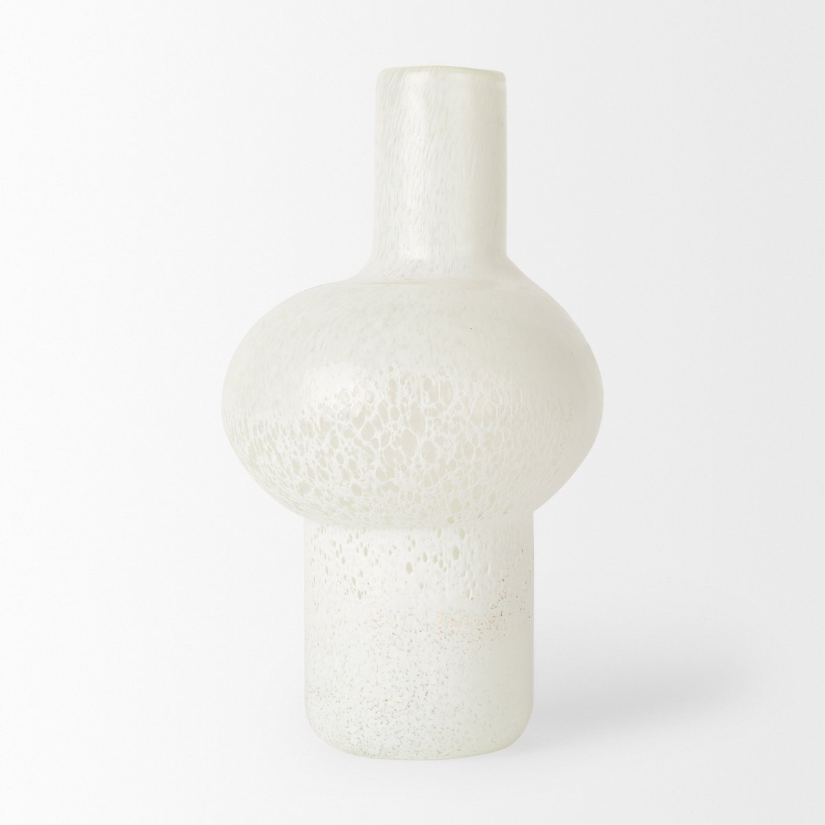 Heket Tall White Glass Vase, by Mercana, 6.89" length x 6.89" width x 12.36" height View 6