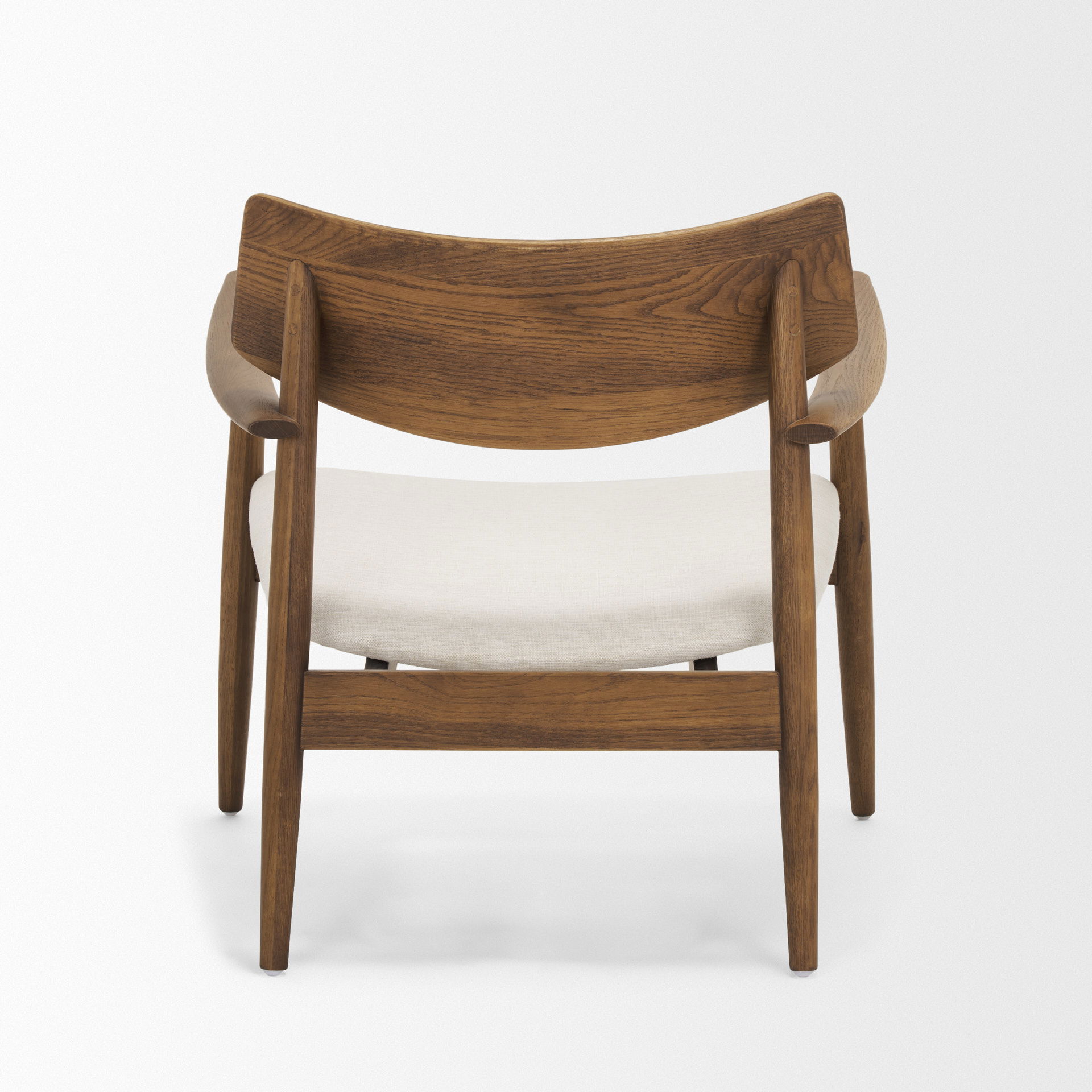 Haggen Medium Brown Oak Wood with Cream Fabric Accent Chair large image 