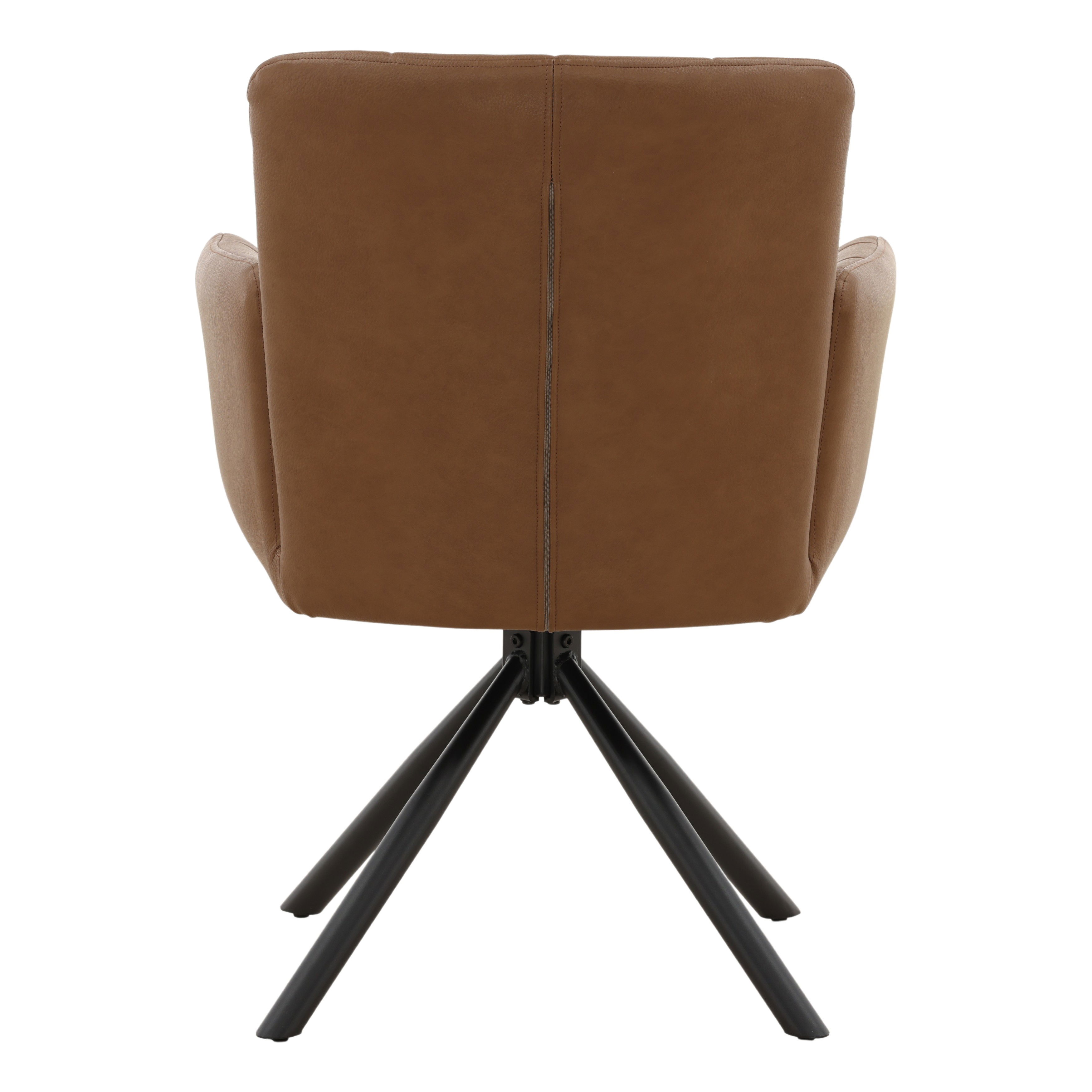 Stefano Dining Chair Set of 2 Cognac, by Dovetail, 23.5" width x 33.25" height x 24.5" depth View 4