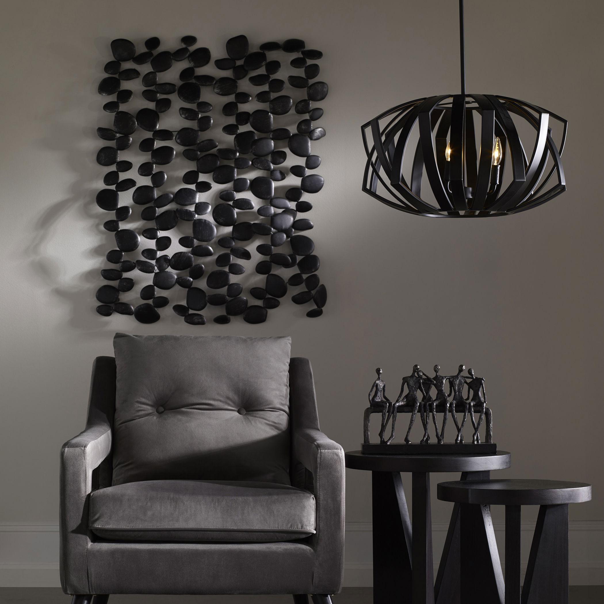 Skipping Stones Forged Iron Wall Art, Sculptural Wall Art by Uttermost, 33.5" width x 41.25" height x 3.25" depth View 2